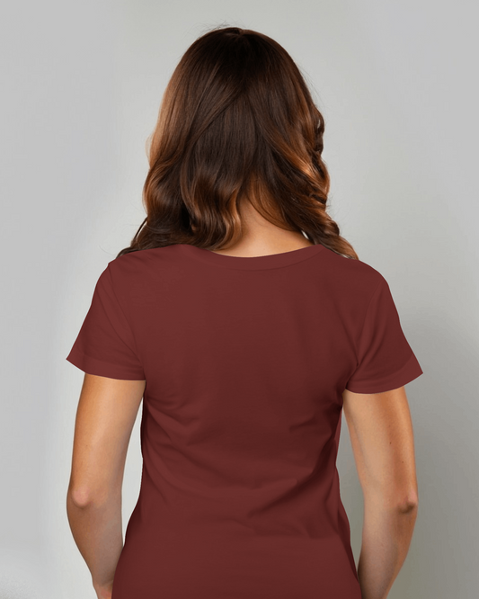 Women's Plain Maroon T-shirt | Boyfriend Fit