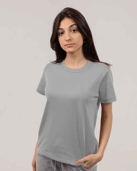Women's Plain Grey T-shirt | Boyfriend Fit